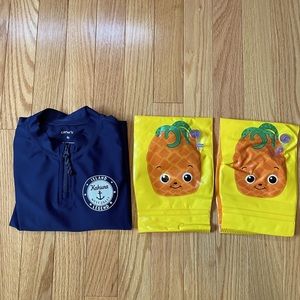 Swim shirt (rash guard) and floaties